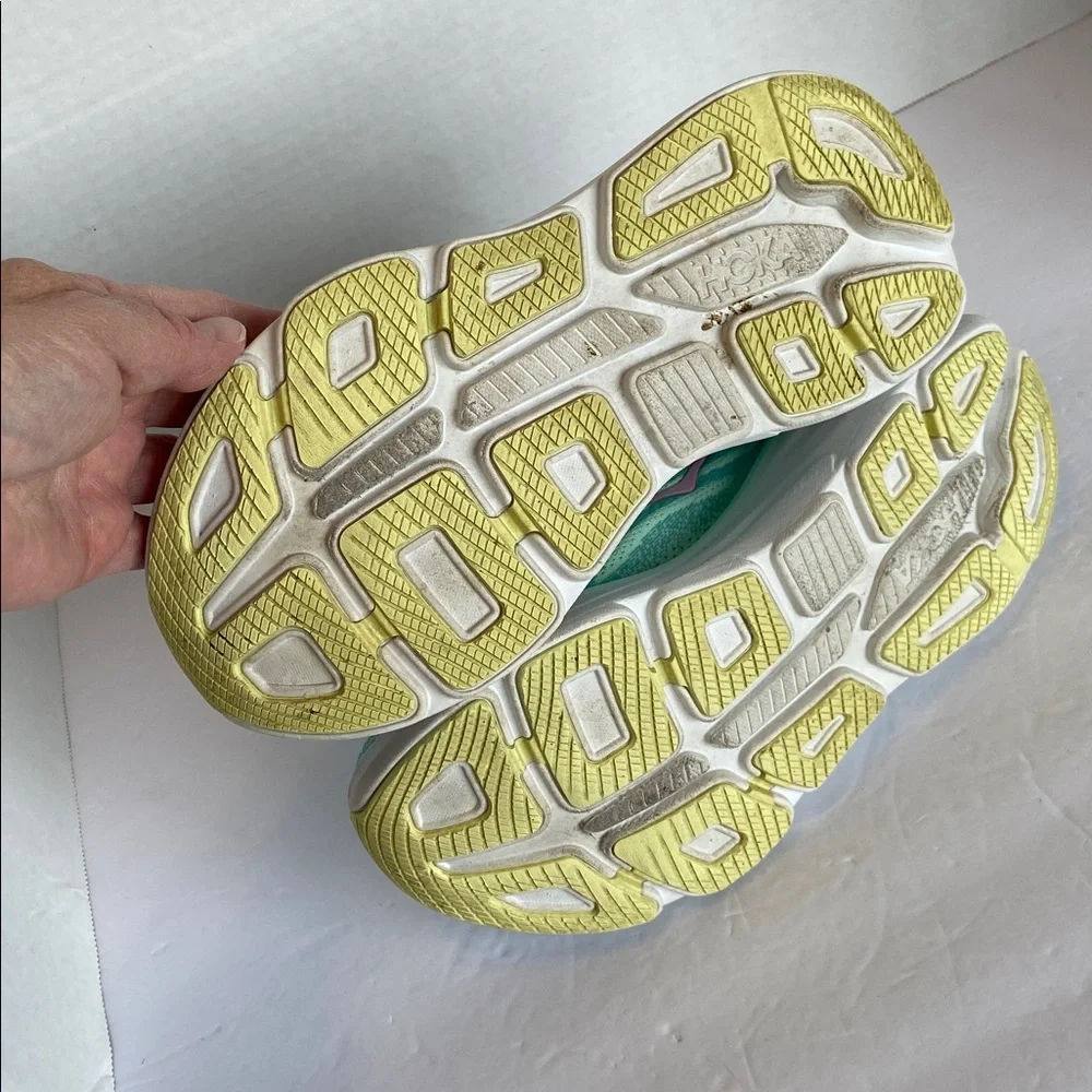 HOKA One One Bondi 9 Running Athletic Shoes Size 6.5 B Blue Spark Mint Fluorite - Picture 10 of 12